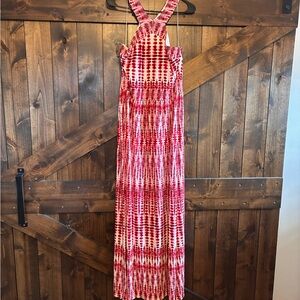 Crimson Tie-Dye Maxi Dress
